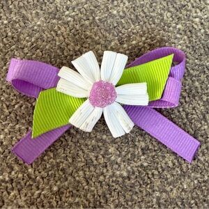 🎈5/$5 Purple & White Ribbon Flower Clip